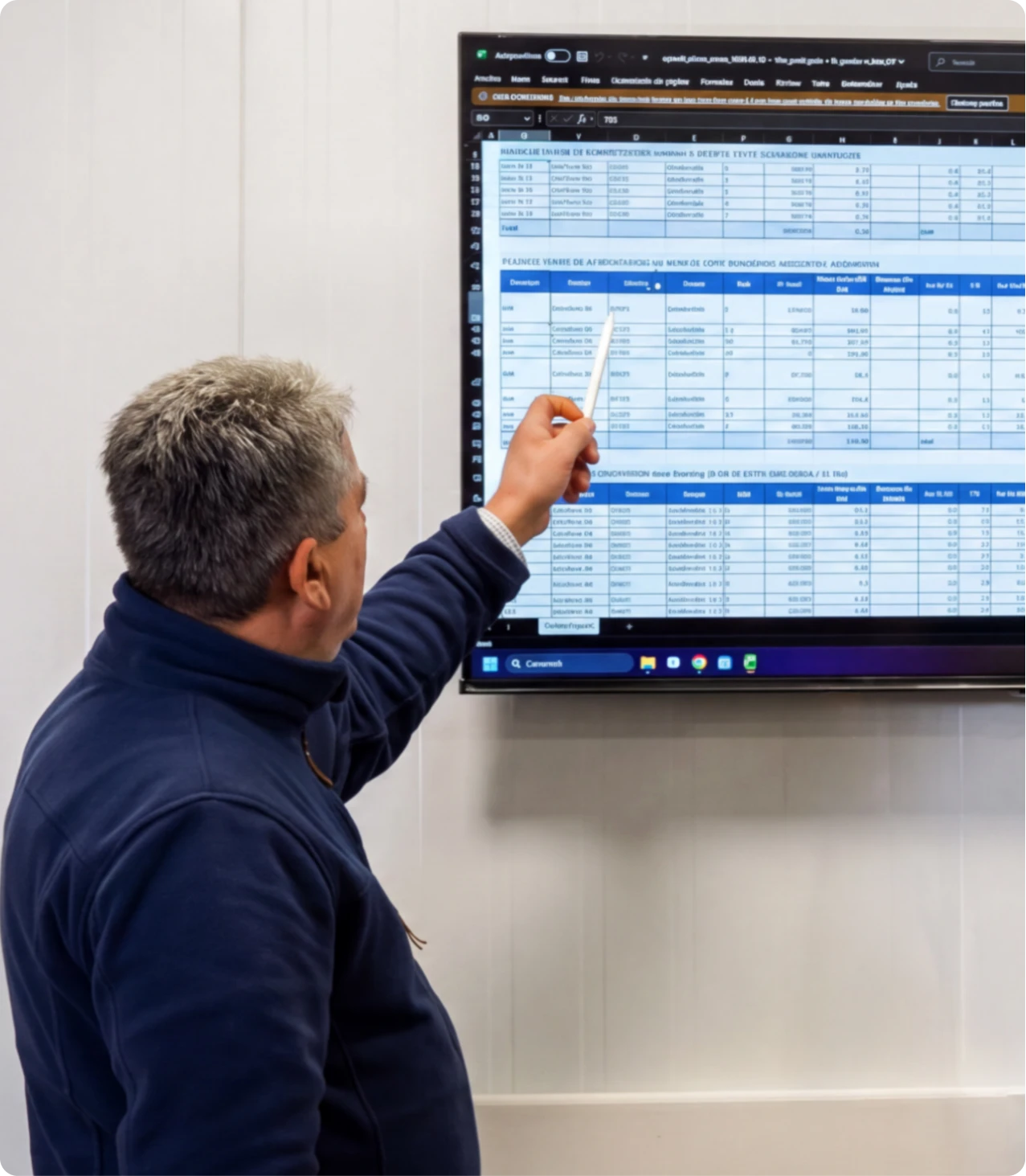 Especialista revisa la planificación de producción en una pantalla de sala de control